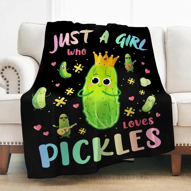 Levens Pickle Blanket Gift for Girls Women, Pickle Themed Gifts Blanket for Couch Bed, Funny All-Season Decorative Throw Blanket, for Birthday Christmas Thanksgiving 60"x50" - Image 1